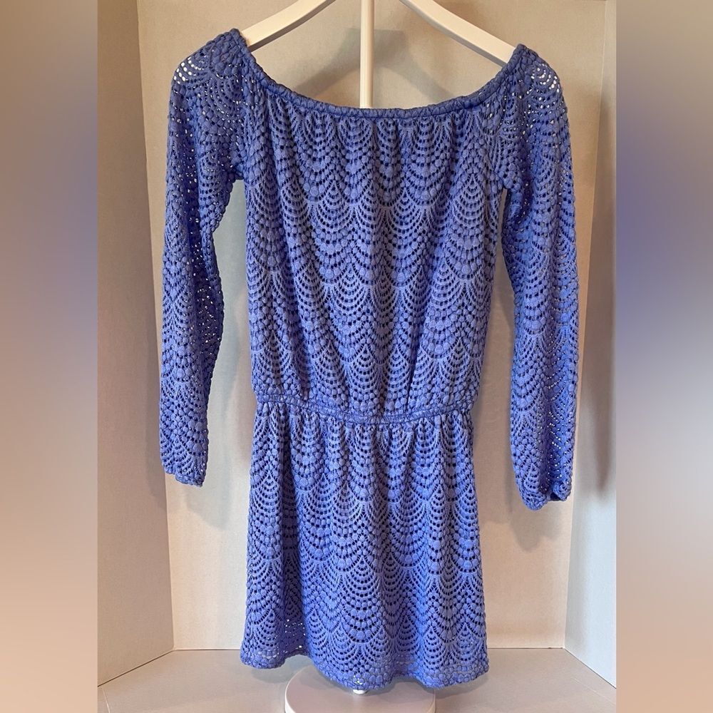Lilly Pulitzer Periwinkle Crochet Long-Sleeve Romper Size XXS